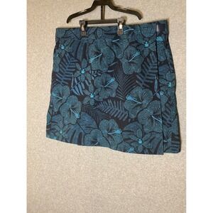 Rip Skirt Floral Hibiscus Blue Black‎ Size Large Hawaiian Wrap Pockets Island